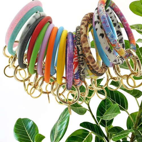 Vista 5 de ETHOON Llavero de silicona circular, pulsera de gran tamaño, soporte para llavero para mujeres y niñas