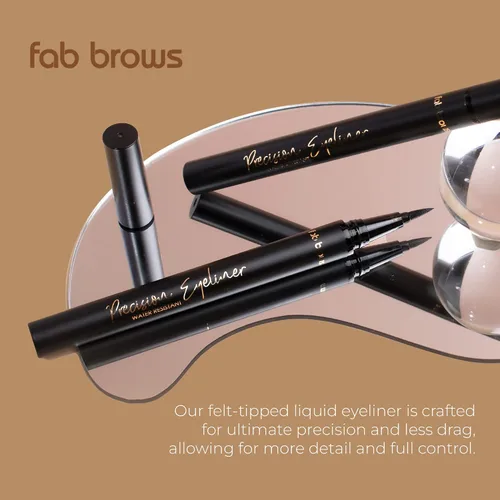 Vista 2 de Fab Brows Delineador líquido de precisión – Delineador líquido con punta de fieltro – Delineador de ojos negro impermeable ricamente pigmentado