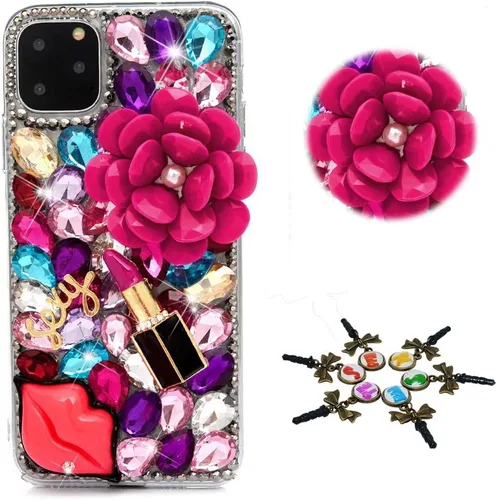 Vista 6 de Sparkle - Funda para teléfono compatible con iPhone 11, elegante, hecha a mano en 3D, con diseño de diamantes de imitación, diseño de diamantes