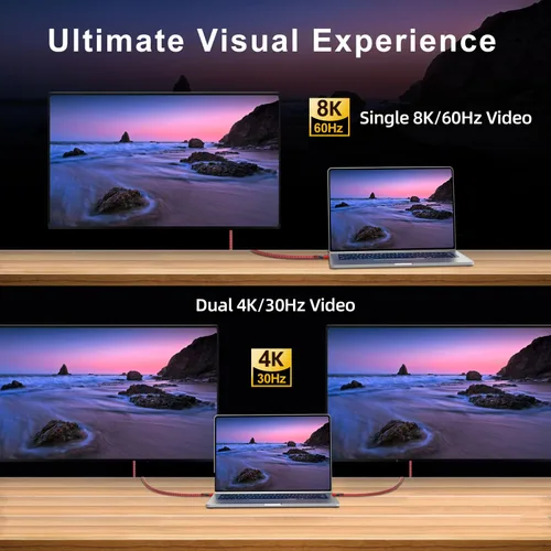 Vista 5 de Cable Thunderbolt 4 de 240 W de 3 pies, cable USB C Thunderbolt 4 para monitor compatible con transferencia de datos de 40 Gbps y video único