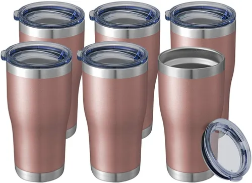 Vista 8 de HASLE OUTFITTERS Vaso de 20 onzas a granel, vasos de acero inoxidable con tapa, vaso aislado al vacío, taza de doble pared con recubrimiento