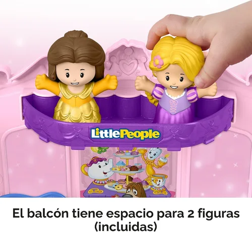 Vista 5 de Fisher-Price Little People Juego de juguetes para niños pequeños Disney Princess Carrito musical tirable con figuras para juego de rol para niños