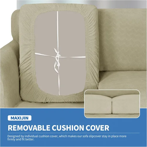 Vista 79 de MAXIJIN 2 piezas de fundas para silla con brazos, funda para silla de sofá para sala de estar, funda elástica para perros para una silla con 1 cojín