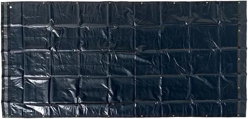 Vista 2 de Mytee Products Lona de vinilo de asfalto negro de 7 pies 6 pulgadas x 15 pies con doble bolsillo y ojales, lona de vinilo impermeable de 18 onzas