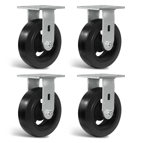 Vista 25 de Ruedas resistentes de 4 pulgadas, ruedas industriales de placa con rueda de goma, utilizadas para carrito de herramientas, plataforma, camión