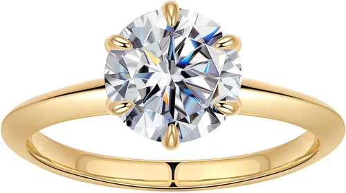 Vista 9 de SMILEST 2ct Moissanite Engagement Rings for Women, 925 Sterling Silver Rosa