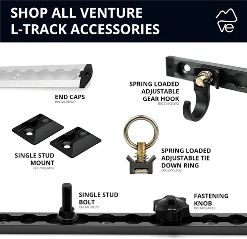 Vista 6 de VanEssential 48" Venture Track T-6 Aluminio L-Track anodizado negro (empotrado profundo HD 1/2 pulgada) - 2 unidades Negro - Empotrable Deep HD 1/2