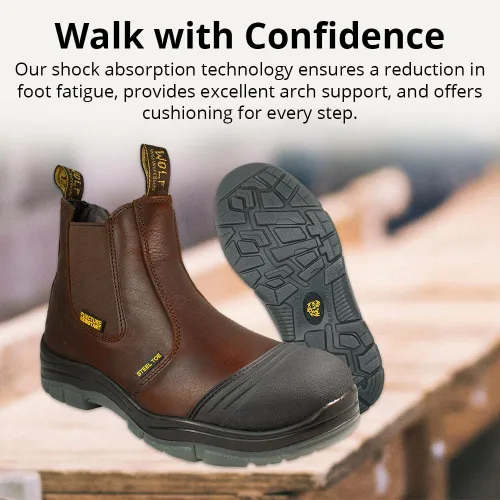 Vista 7 de WOLF Work Boot 100% Genuine Upper Leather Oil, Slip, Impact, Puncture Resistant Electrical Hazards Non-Slip Rubber Sole Puntera de acero