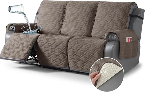 Vista 30 de TAOCOCO Fundas para Sillón de Dos Plazas Reclinable 100% Impermeables, Fundas Divididas para Loveseat Reclinable, Funda Antideslizante para Sofá