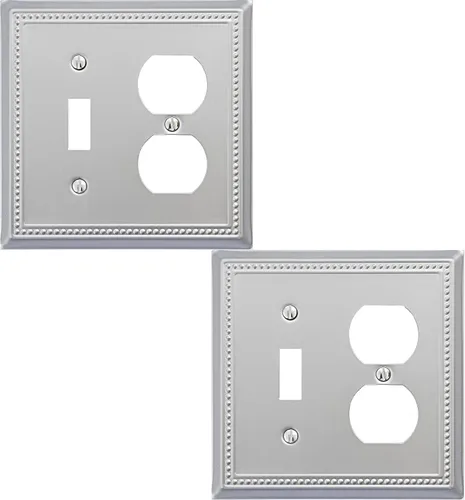 Vista 68 de OKAWYC Belaire - Cubierta para interruptor de luz de decoración individual, placa de pared de metal con cuentas, paquete de 4 unidades de bronce