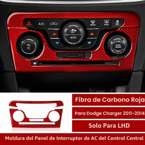 Vista 2 de Para 2011 2012 2013 2014 Dodge Charger Accesorios Consola central Aire Acondicionado Interruptor de Volumen Panel de Fibra de Carbono Pegatina Panel