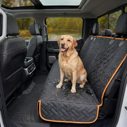 Vista 3 de Funda de asiento trasero resistente para camión, 100% impermeable y sin olor, protector de asiento de perro para F150 F250 Chevy Silverado Ram
