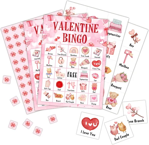 Vista 3 de Tarjetas de bingo de Navidad Foosproea, juegos de bingo de Nochebuena para 24 jugadores, juegos de Navidad para amigos familiares actividades