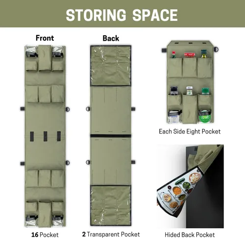 Vista 2 de SWISSELITE Mini organizador para nevera, almacenamiento sobre el refrigerador con 18 bolsillos, organizador colgante impermeable para dormitorio