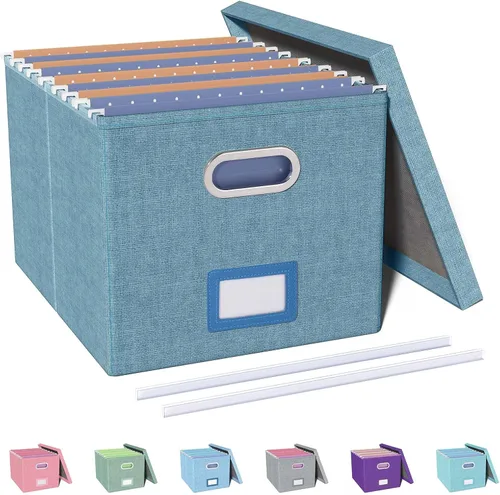 Vista 21 de Oterri Organizador de Archivos, Caja de Archivos, Gabinete de Archivos para Almacenamiento de Carpetas de Archivos Tamaño Carta, Organizador