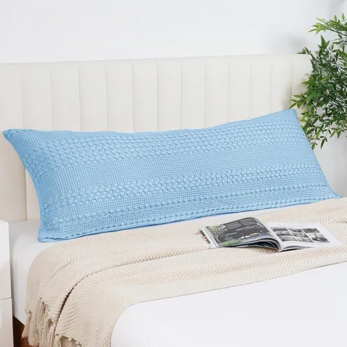 Vista 17 de PHF Fundas de almohada 100% algodón con tejido de gofre de 24 x 24 pulgadas, paquete de 2 fundas cuadradas para decoración elegante del hogar, sin
