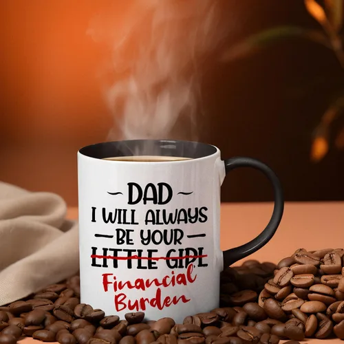 Vista 4 de Veracco Taza de café de cerámica con texto en inglés "Dad I will Always Be Your Little Girl" Financial Burden Financial Burden, taza para el mejor