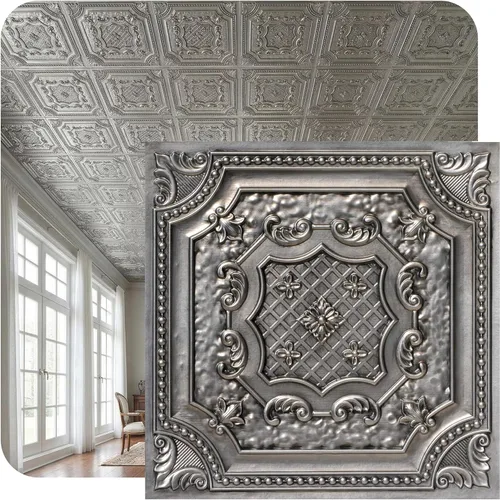Vista 30 de DCT04 Elizabelthan Shield - Azulejo de techo de PVC de 2 x 2 pies (cubiertas / 200 pies cuadrados), gris pardo antiguo, 50 piezas Antique taupe