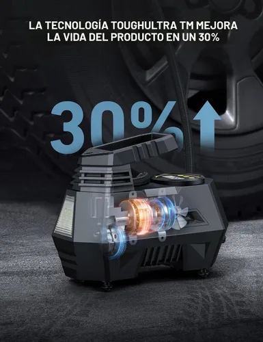 Vista 3 de AstroAI - Inflador de neumáticos - Compresor de aire portátil para neumáticos de auto - Bomba automática de 12 V CC con manómetro digital, con luz