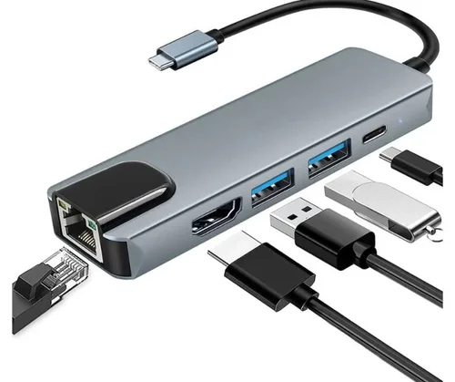 Vista 2 de Adaptador Multipuerto Usb C 5 En 1 A Hdmi.