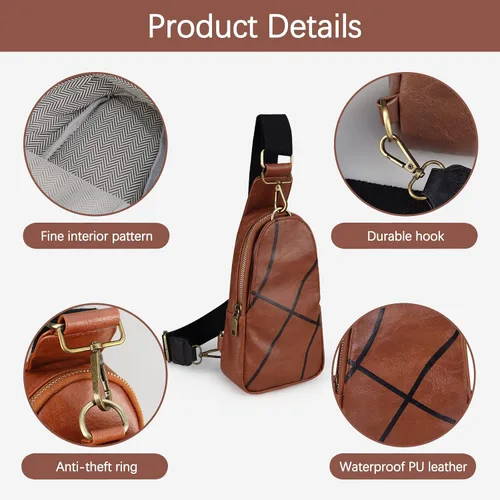 Vista 5 de Sling Bag - Pelotas deportivas para hombre y mujer, Baloncesto marrón claro, Classic