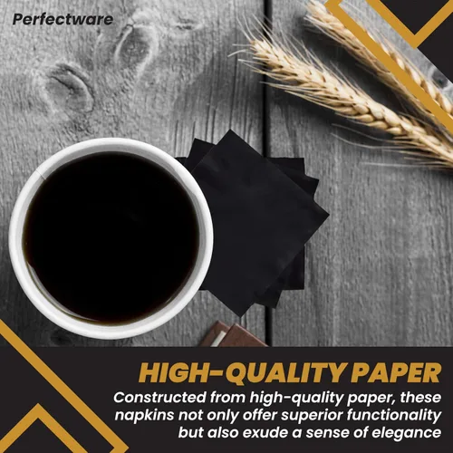 Vista 6 de Perfectware - Servilletas negras para bebidas de 2 capas - Paquete de 300 servilletas de cóctel, 10 x 10 pulgadas