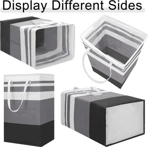 Vista 4 de Foaincore Paquete de 6 cestas de lavandería de 75 L, cesta grande para ropa sucia, a granel, impermeable, plegable, con asas en dormitorio, baño