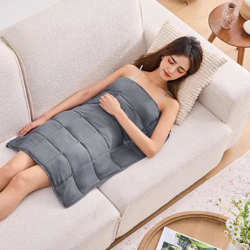 Vista 17 de BETU - Manta de regazo con peso para adultos, 5 libras, 24 x 29 pulgadas, decorativa, refrescante, manta de viaje portátil, pequeña y suave, regalo