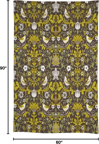 Vista 119 de Mantel Floral Retro de Pájaros, Diseño Original Bohemio William Morris Estampado Cubierta de Mesa para Hogar Picnic Fiesta Comedor Cocina William