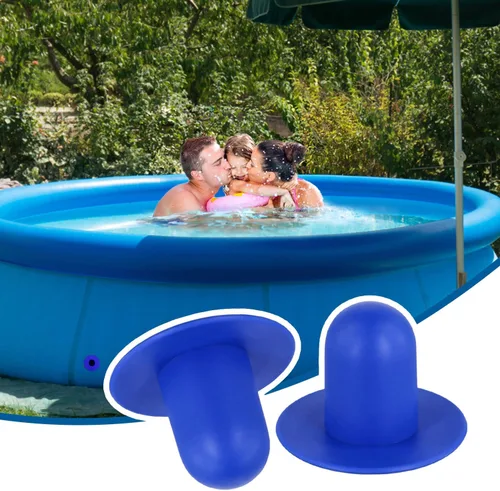 Vista 5 de Tinoaly 4 tapones de piscina para piscina sobre el suelo, tapón de orificio de filtro de bomba de goma, tapones de pared para piscinas, repuesto Azul