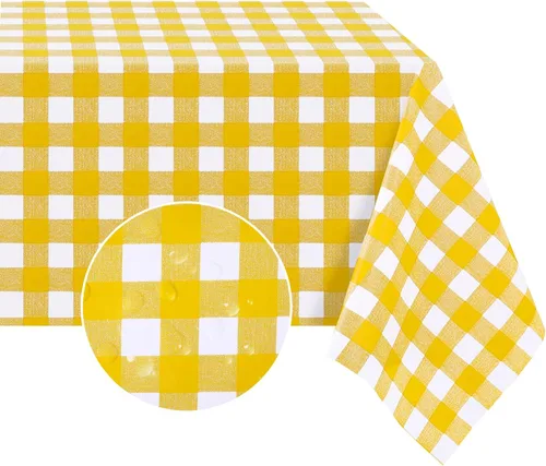 Vista 21 de Romanstile Mantel rectangular de vinilo, 100% impermeable, mantel de plástico a cuadros de búfalo, resistente y lavable para exteriores, campamento