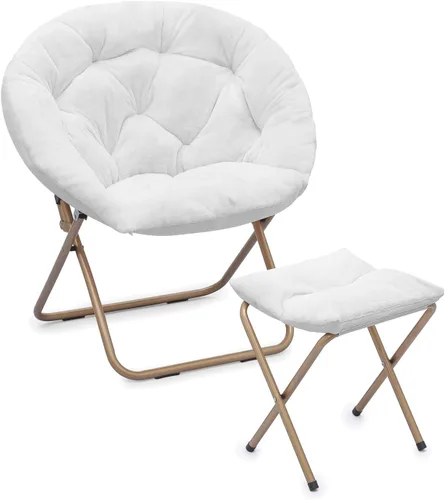 Vista 16 de Cómoda silla con platillo, silla de sala de estar, silla plegable acolchada suave de piel sintética, silla de luna cómoda para sala de estar