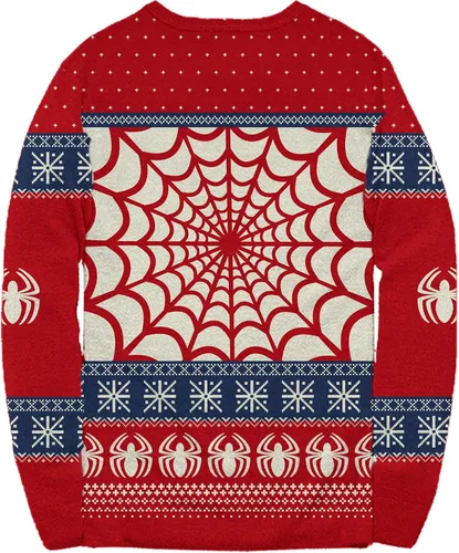 Vista 2 de Marvel Suéter navideño de Spider- Man Symbol and Webs con licencia oficial para adultos