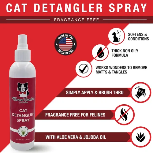 Vista 6 de Warren London Paquete de spray desenredante para gatos con cepillo de clavijas para cabello enmarañado Acondicionador sin enjuague para mascotas