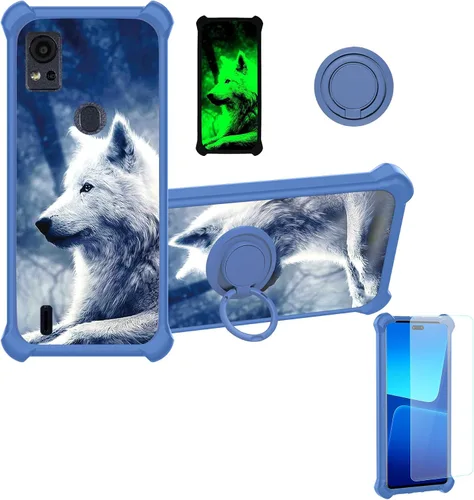 Vista 20 de jioeuinly Cricket Ovation 2 - Funda compatible con AT&T Maestro Max (2021), con protector de pantalla de vidrio templado, policarbonato duro +