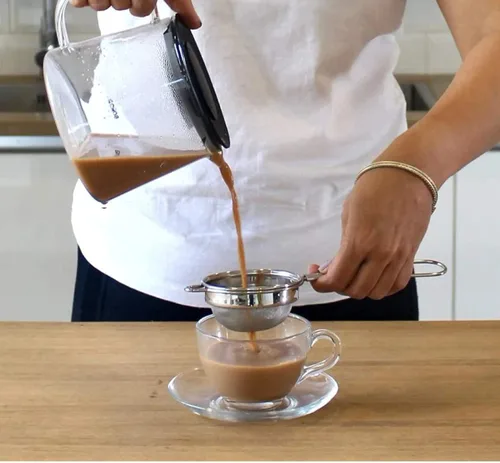 Vista 2 de Colador de té chai, filtro de té y café S3 pequeño filtro líquido de acero inoxidable, colador de té, colador de café, paquete de 2