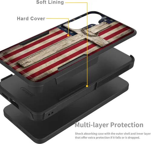 Vista 2 de Funda para Galaxy S26 FE, doble capa, protección contra caídas de grado militar de 10 pies, antideslizante, resistente a prueba de golpes, para Cruz