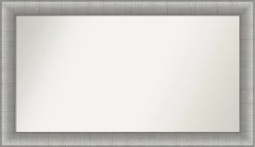Vista 72 de Amanti Art Espejo de baño plateado para sobre el fregadero, 28 x 37 pulgadas, elegante espejo rectangular de peltre cepillado, marco de madera