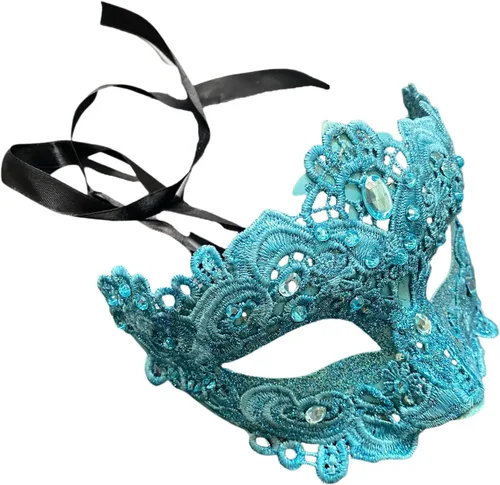 Vista 41 de MASQ Par de máscaras de encaje brocado para mascarada, Mardi Gras, cumpleaños, graduación, boda, fiesta Bk Lace W Pluma
