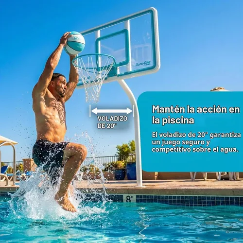 Vista 3 de Dunn-Rite Products Deck Shoot - Juego de aros de baloncesto montados junto a la piscina, elige blanco o transparente