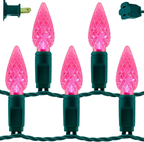 Vista 13 de YULETIME Tira de luces LED multicolor C9 fresa para Navidad, 68 pies 100 unidades con espaciado de 8" impermeable, luz de cadena festiva