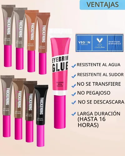 Vista 5 de Kit de gel de cejas teñido impermeable, gel de rímel de cejas engrosante y pegamento de cejas de ajuste transparente, crema de cejas de relleno