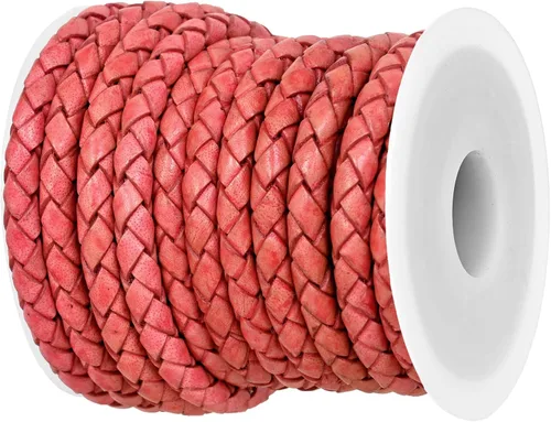 Vista 7 de GENIQUE Cordón de Cuero Trenzado Redondo Genuino, Cuerda de Cuero para Manualidades, Hacer Joyería, Collares, Pulseras (5 Metros)