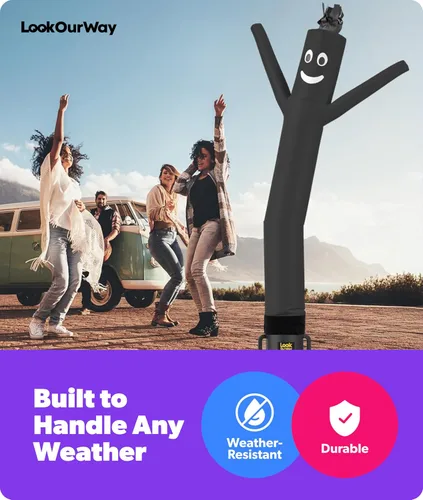 Vista 7 de LookOurWay Air Dancers - Hombre inflable de baile alocado de 7 pies de altura con soplador Sky Dancer - Hombre bailando publicitario inflable negro