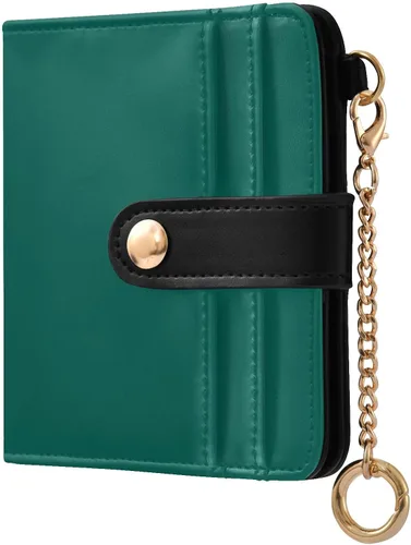 Vista 9 de Sinestour Azalea print Small Wallet for Women RFID Blocking Leather Bifold Small Purse with Zipper Coin Pocket ID Window Card Holder, Compact Credit
