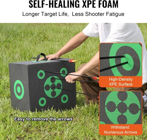 Vista 3 de VEVOR Archery Target Block, All-Side Bow Target Block, Outdoor Portable Archery Target with Carry Handle, Easy Arrow Removal, Great Visibility