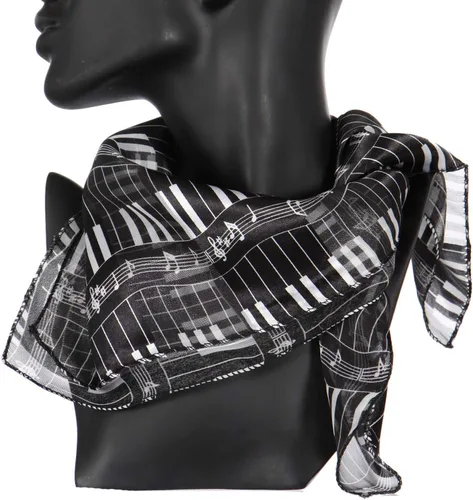 Vista 3 de SERENITA Pañuelo de satén para el cabello para mujer, regalo de notas musicales, bandana, bandana de seda con sensación de cuello cuadrado