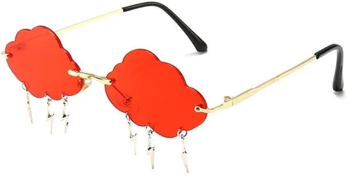 Vista 17 de ENTHYI Cloud Lightning - Lentes de sol para mujeres/hombres, sin marco, para fiesta, sin montura Negro