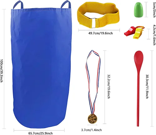 Vista 6 de 28 bolsas de carreras de sacos de papas, carreras de huevos y cucharas, juegos de carnaval, bandas de carreras de relevo de 3 patas, juegos al aire