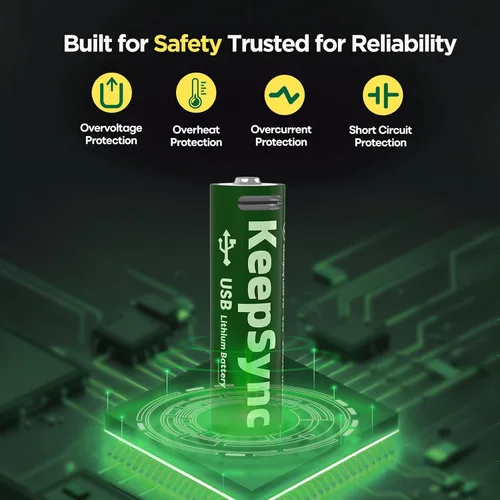 Vista 6 de Batería de litio recargable AA, salida constante de 1.5 V, recargable más de 1000 veces, carga rápida de 2 horas, protección inteligente integrada